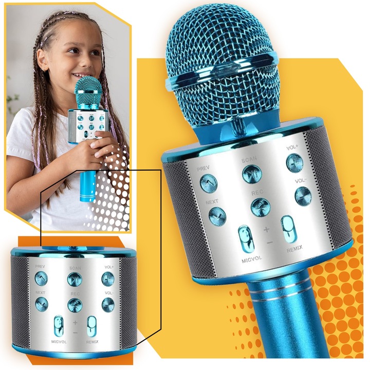 BEZPRZEWODOWY MIKROFON KARAOKE BLUETOOTH GŁOŚNIK DLA DZIECI NA PREZENT USB Marka Lewer